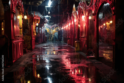 Creepy Carnival Funhouse Background Created with Generative AI