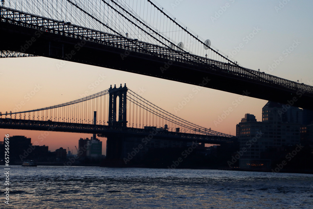 Brooklyn and Manhattan Bridges in the morning