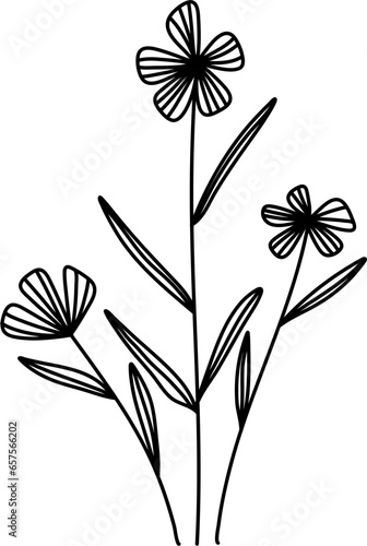 Wildflowers Line Art