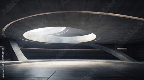 Abstract futuristic architecture with empty concrete floor