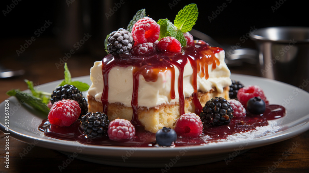 Creamy Dessert with a Medley of Fresh Berries Creamy Dessert with a Medley of Fresh Berries