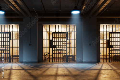 Fényképezés The gloomy interior of a single occupancy cells in an old jail