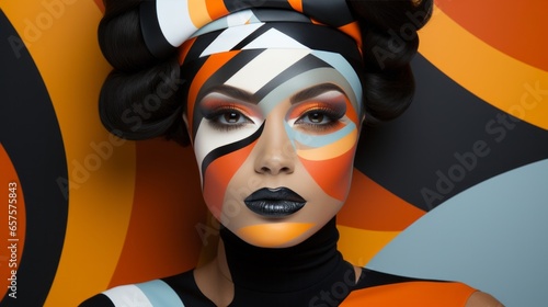A whimsical cartoon clown with bold black and orange makeup stands out  radiating a playful energy that captures the imagination