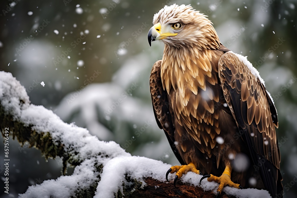 White-tailed Eagle (Haliaeetus albicilla) in winter forest White-tailed Eagle (Haliaeetus albicilla) in winter forest