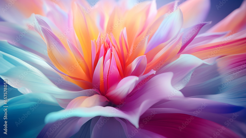 A close up of a colorful flower on a blue background