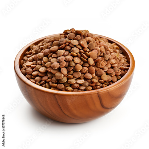 Brown Lentils solated on white background