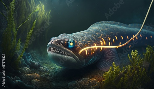 Electric eel fish facts freshwater moray illustration picture Ai generated art photo