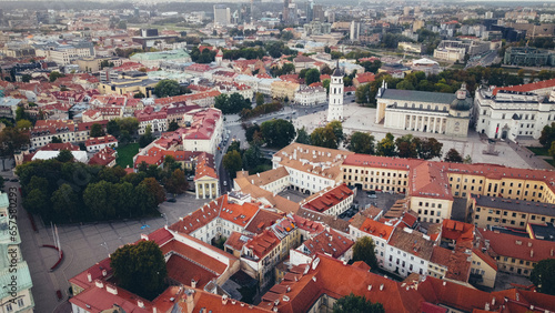 Vilnius Lithuania old town from above drone aerial view