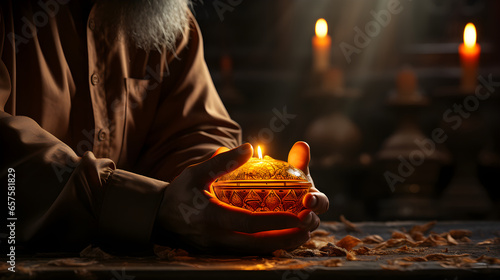 Hands of muslim man praying