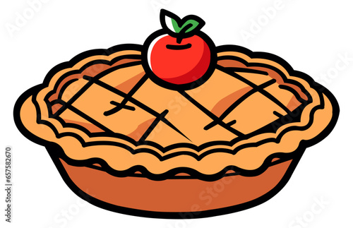 Apple pie Flat Design Dessert Icon, Illustration of an Apple pie.