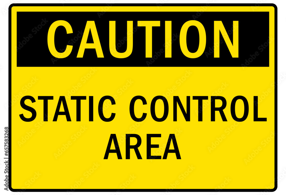 Electrostatic discharge warning sign and labels static control area Electrostatic discharge warning sign and labels static control area