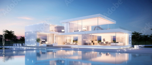 Smart home management homes with solar panels Illustration AI.