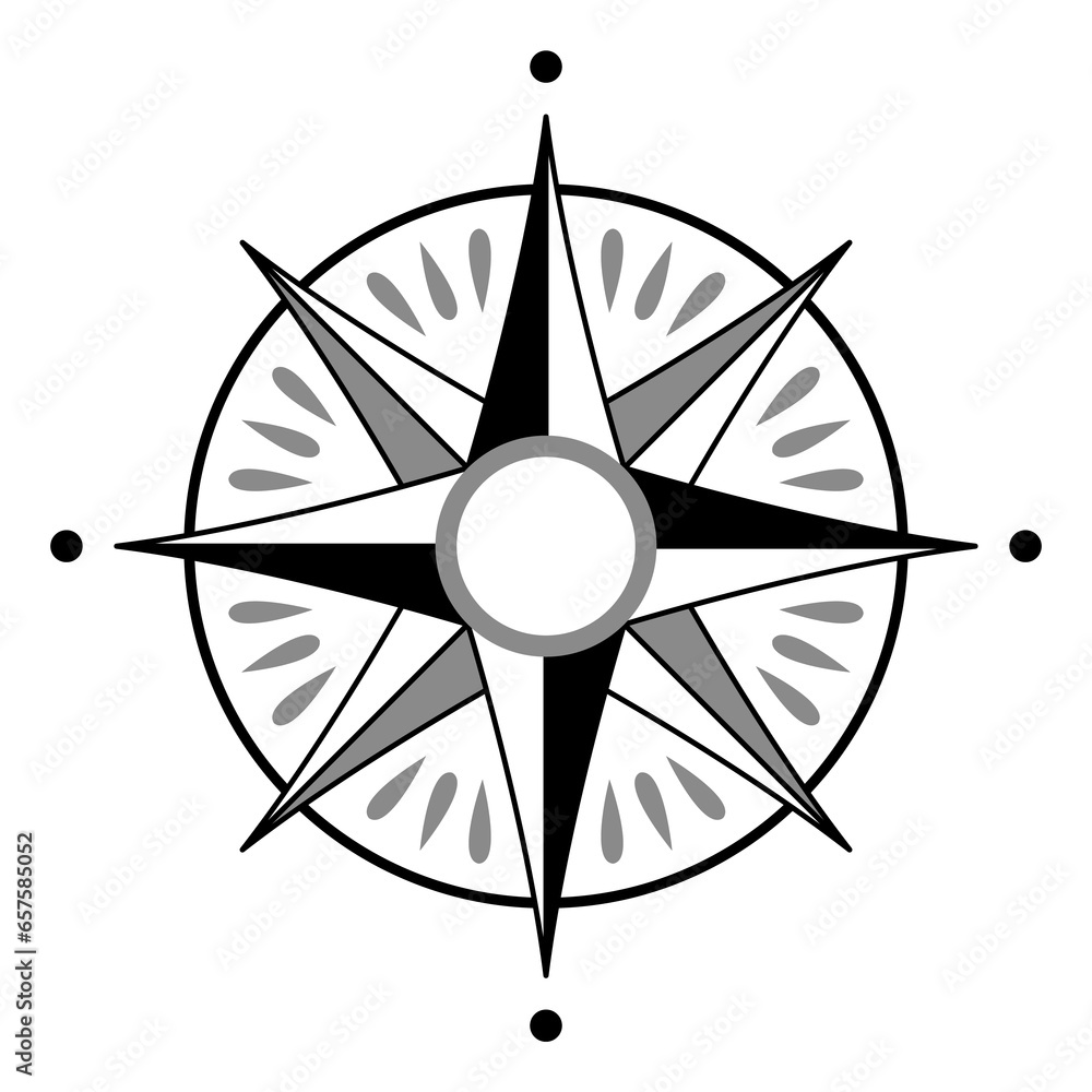 Wind rose compass. Navigation device with indication of the cardinal directions. Sign of nautical compass Wind rose compass. Navigation device with indication of the cardinal directions. Sign of nautical compass