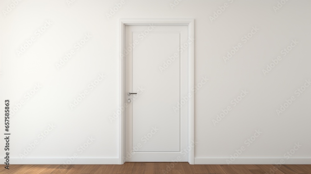 White door in a white wall - obrazy, fototapety, plakaty 