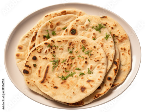 Lavash bread on a plate on transparent background