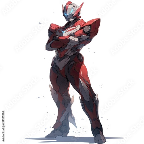 Cyber ninja, with armour. In japanese anime style