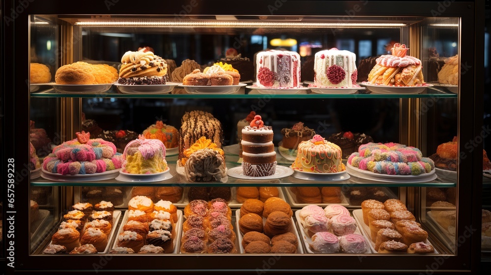 A Photo of a Display Case of Assorted Pastries and Desserts