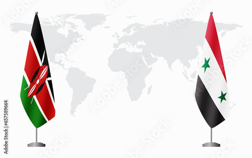 Kenya and Syria flags for official meeting