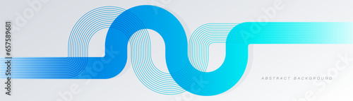 Abstract blue gradient geometric rounded shape on white background. Geometric stripe line art design. Minimal element. Modern futuristic concept. Suit for poster, cover, banner, presentation, website