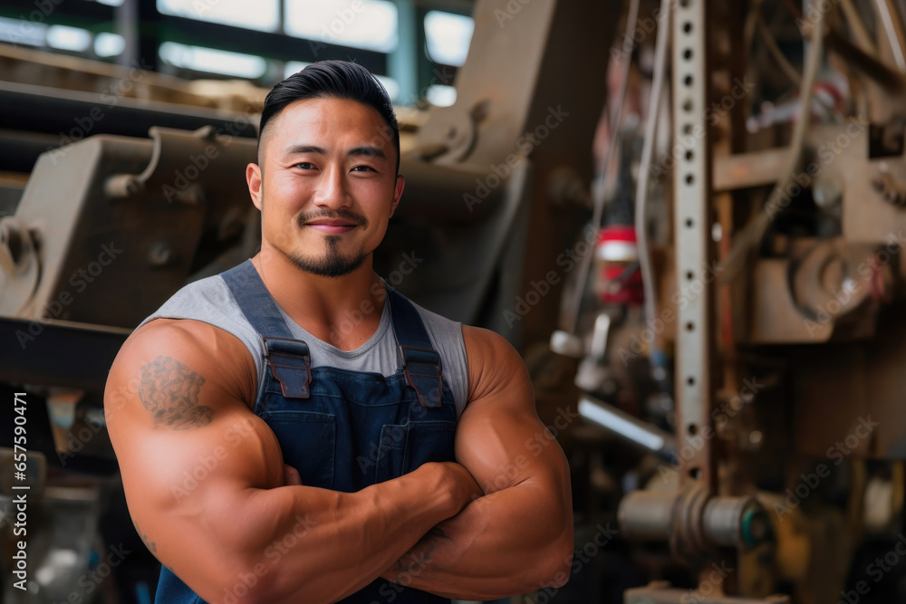 Strength and Resolve: Japanese Laborer in Action Strength and Resolve: Japanese Laborer in Action