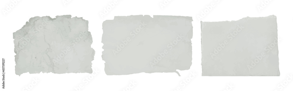 Set of old torn pieces of gray paper isolated on transparent background - obrazy, fototapety, plakaty 