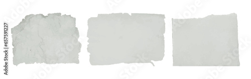 Set of old torn pieces of gray paper isolated on transparent background