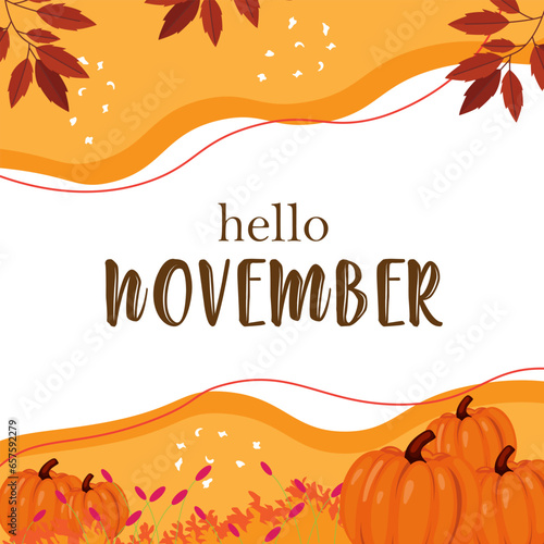 hello november vector illustration. it is suitable for card, banner, or poster