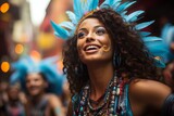 Sea of people dressed in vibrant costumes filling the streets of Rio during Carnival, Generative AI