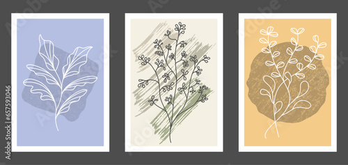 A set of hand-drawn paintings for interior design of premises. Minimalist designs for prints, paintings, posters and creative ideas