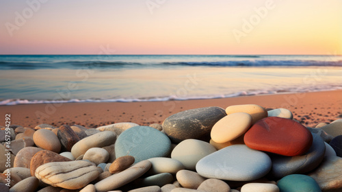 A pile of rocks sitting on top of a sandy beach