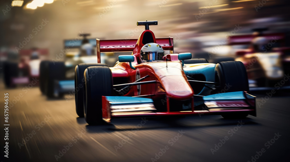 A sports car on the race track - obrazy, fototapety, plakaty 