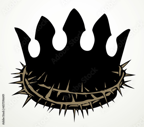 Precious golden crown with thorns. Vector drawing