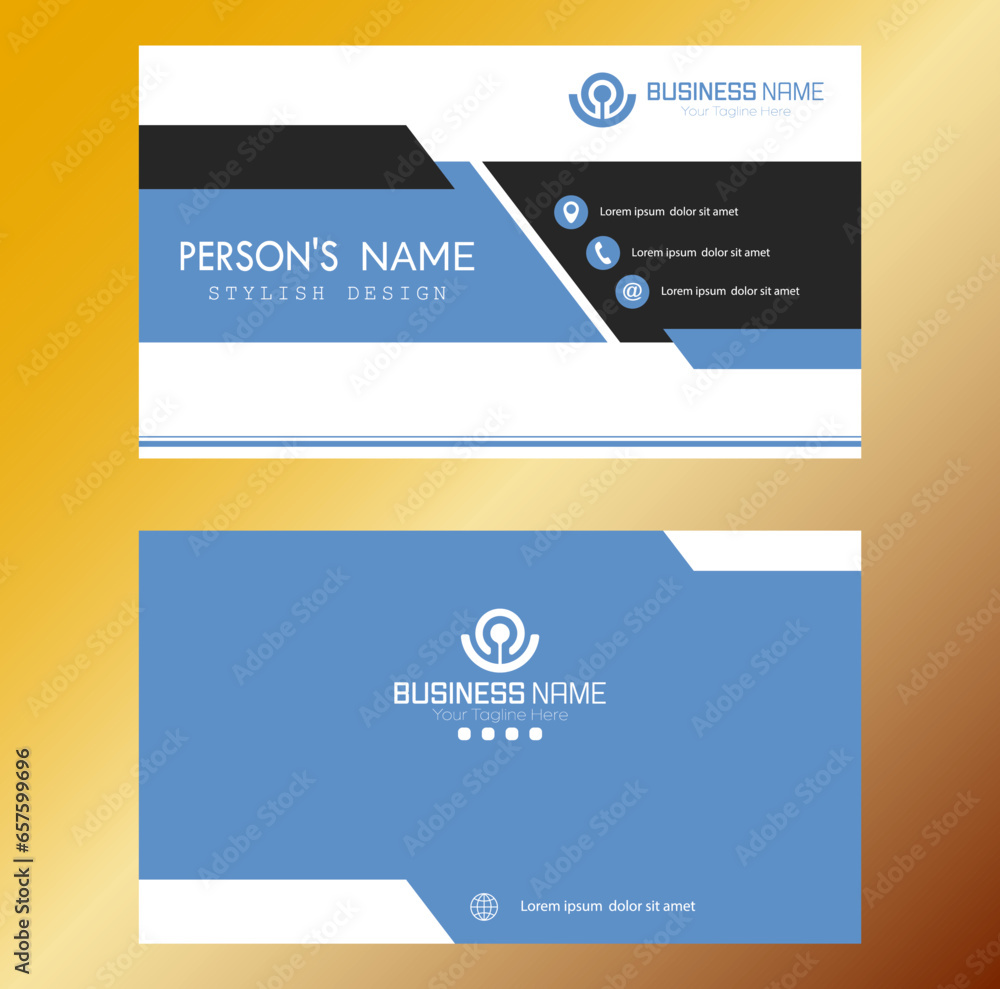 A business card. Double-sided business corporate card design. Individual corporate identity template A business card. Double-sided business corporate card design. Individual corporate identity template