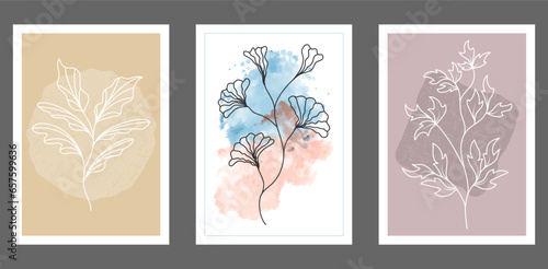 A set of hand-drawn paintings for interior design of premises. Minimalist designs for prints, paintings, posters and creative ideas