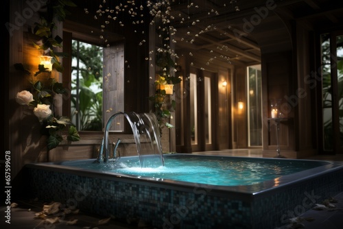  Spa s hydrotherapy pool with bubbling jets  offering relaxation and hydro-massage  Generative AI