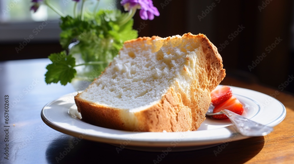 A Photo of a Slice of Light and Airy Angel Food Cake