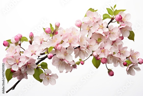 a branch of cherry blossoms isolated white background