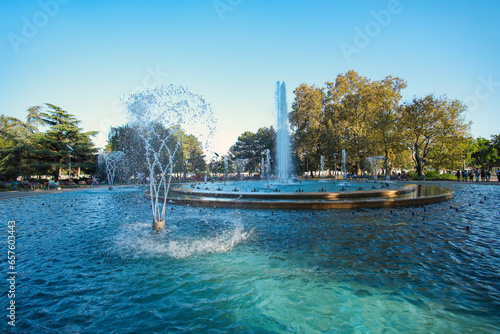 Music fountain on Margaret Island in Budapest, Hungary