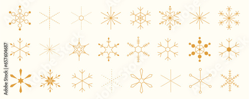 Modern minimalist Christmas background with simple geometric snowflakes