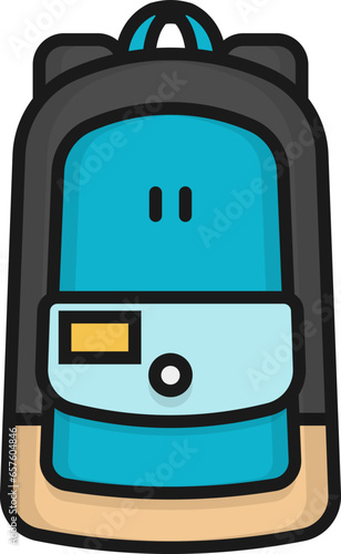 Blue bagpack line icon