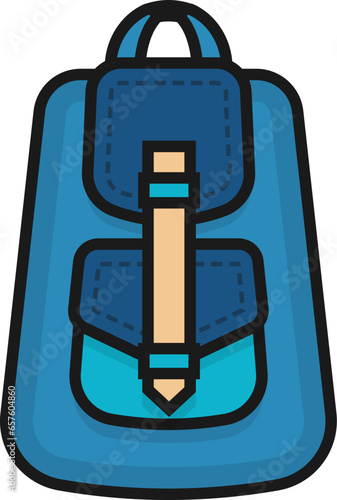 Blue bagpack line icon