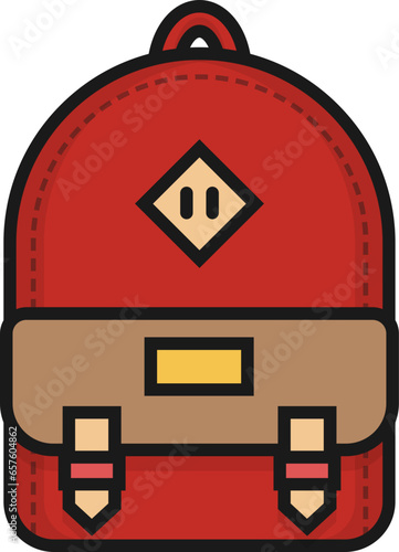 Red bagpack line icon
