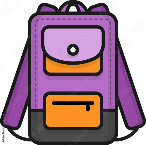 Purple bagpack line icon