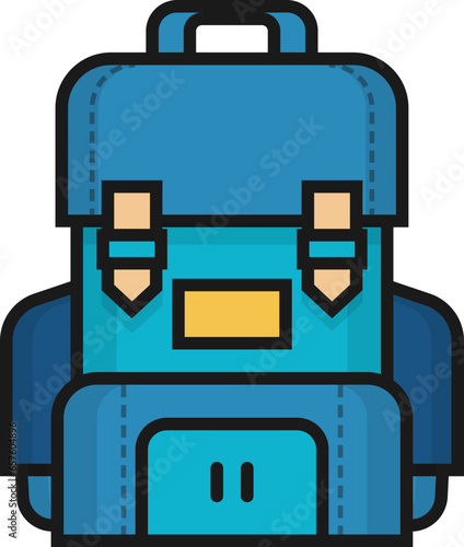 Blue bagpack line icon