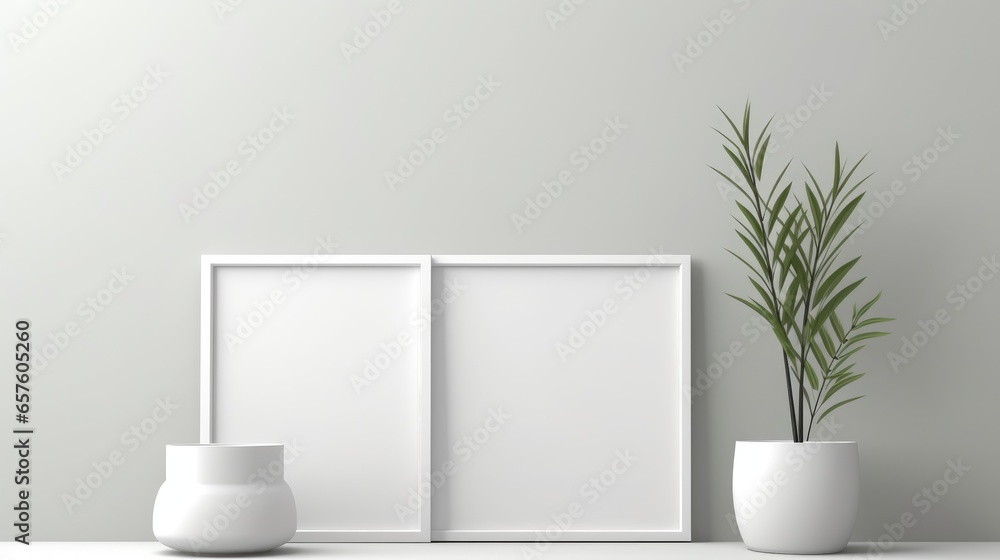 Wall table chair sofa potted plant white photo frame vector Wall table chair sofa potted plant white photo frame vector