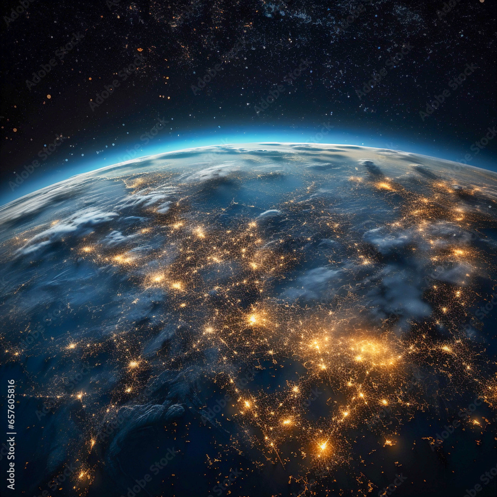 Fototapeta premium Planet Earth at night in space 