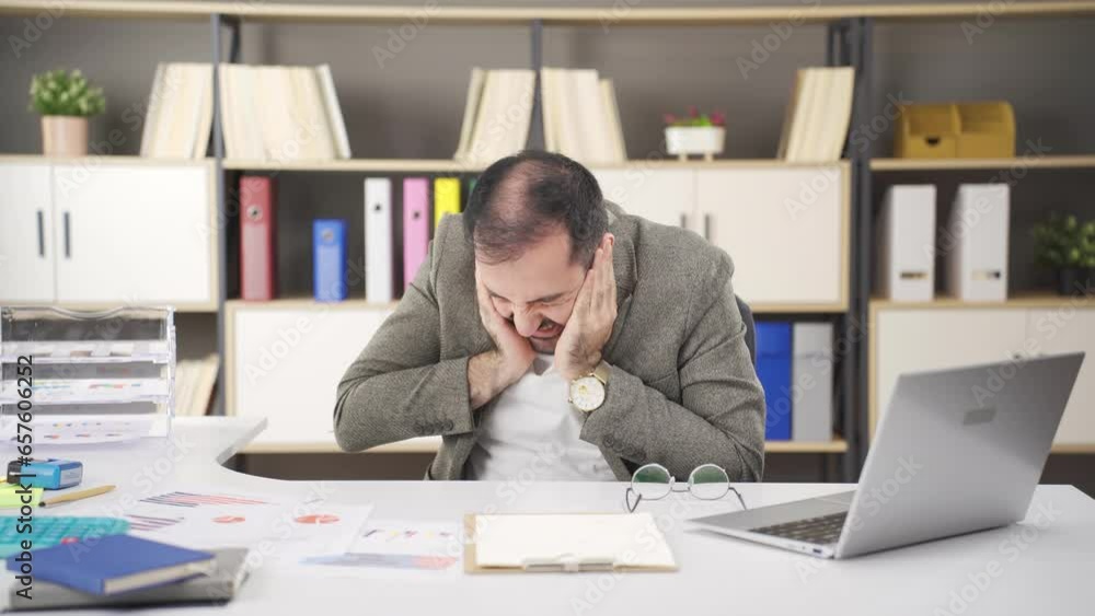 Businessman with toothache and tooth decay. Businessman with toothache and tooth decay.