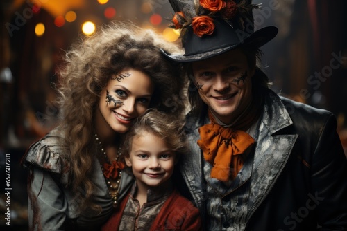family in halloween costumes