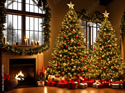 Cozy Christmas tree maximum detail cinematic HDR