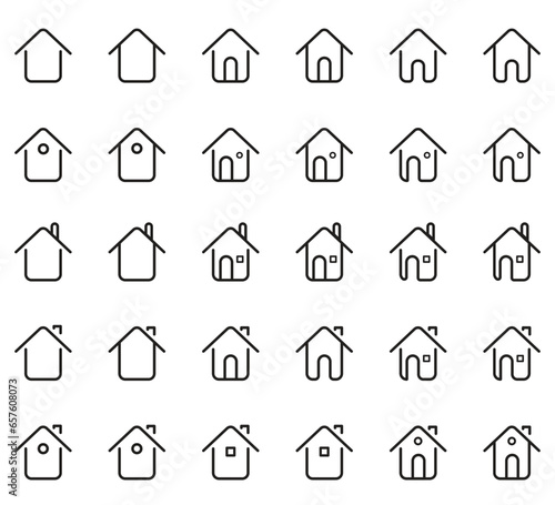 Set of line icons representing houses vector illustration. Home and house simple symbols.